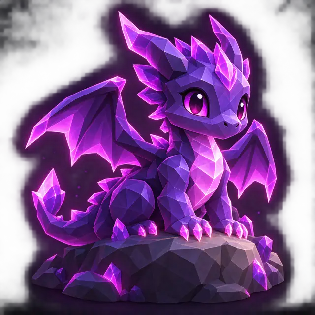 Illustrated purple crystal dragon, not a verified pet entry