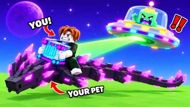 Rider on a crystal dragon facing a UFO boss